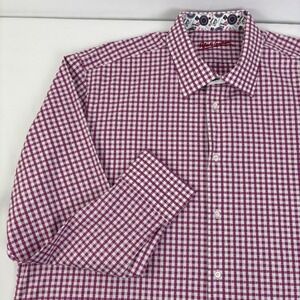 Robert‎ Graham Mens Purple Diamond Check Casino Print Button Down Shirt XXL